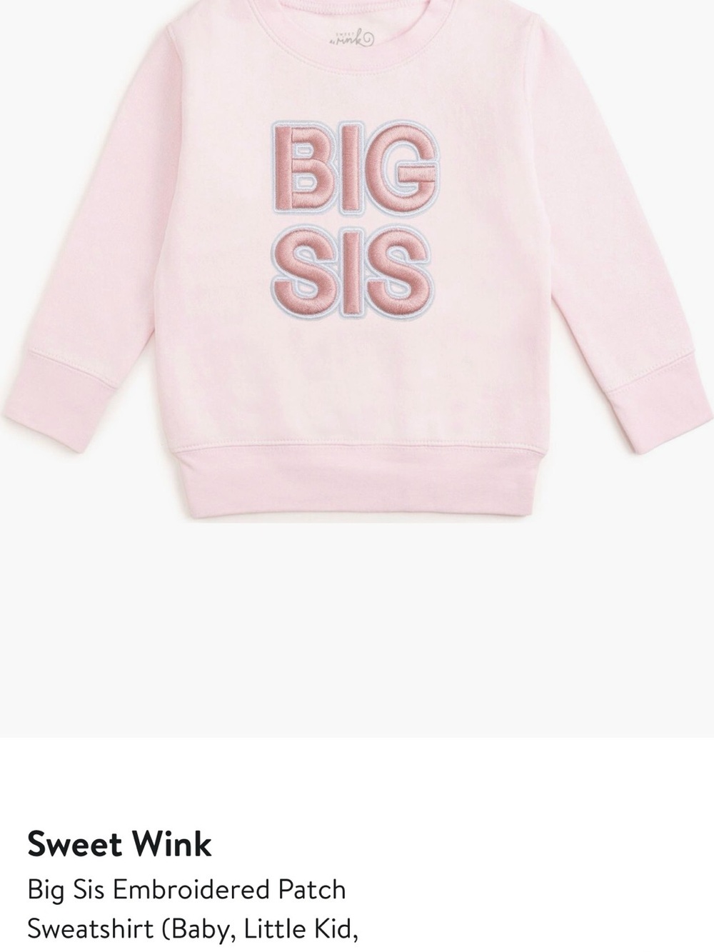 Sweet Wink Baby Pink "Big Sis" Sweatshirt